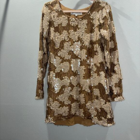 Dress the Population Casandra Sequin Shift Dress | Cream & Pink Sequin | Size M - Picture 9 of 15